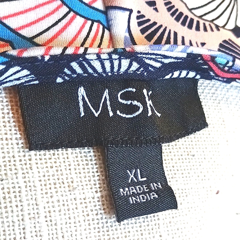MSK Multi-Colored 3 Ring Mid-Sleeve Super Cute Dress Size XL - Picture 7 of 10